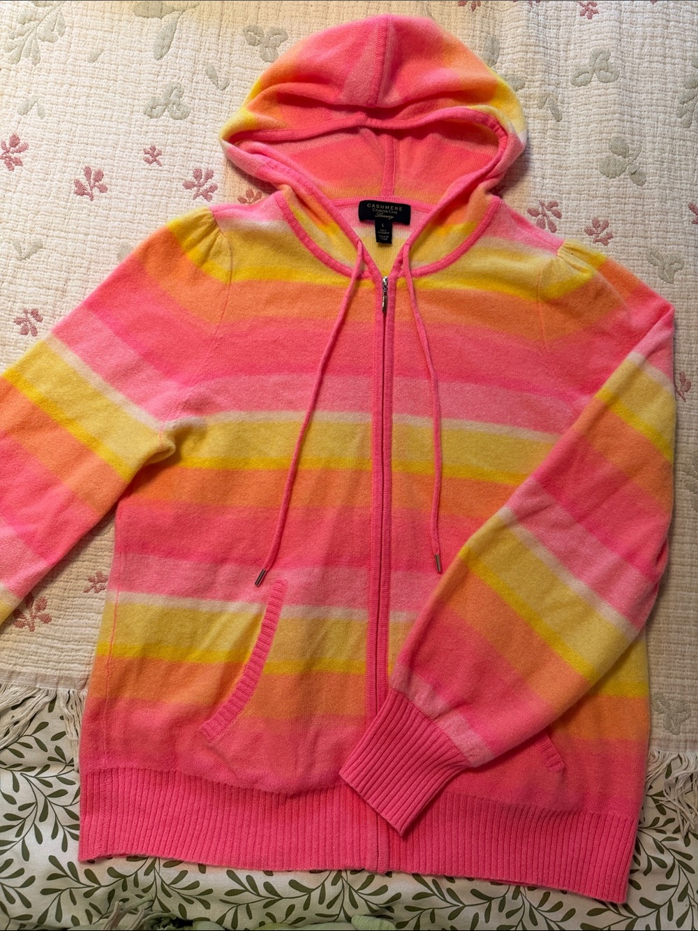 100% CASHMERE HOODIE L